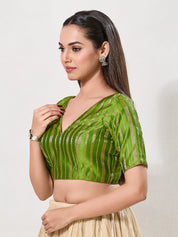 Copper Zari Lines V Neck Blouse