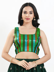 Metallic Multi Round Neck Sleeveless Blouse