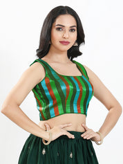 Metallic Multi Round Neck Sleeveless Blouse