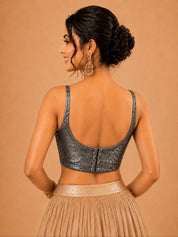 Velvet Sleveless Round Neck Blouse
