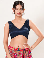 Gajji Silk Essential V Neck Sleeveless Blouse