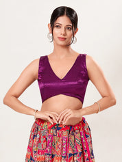 Gajji Silk Essential V Neck Sleeveless Blouse