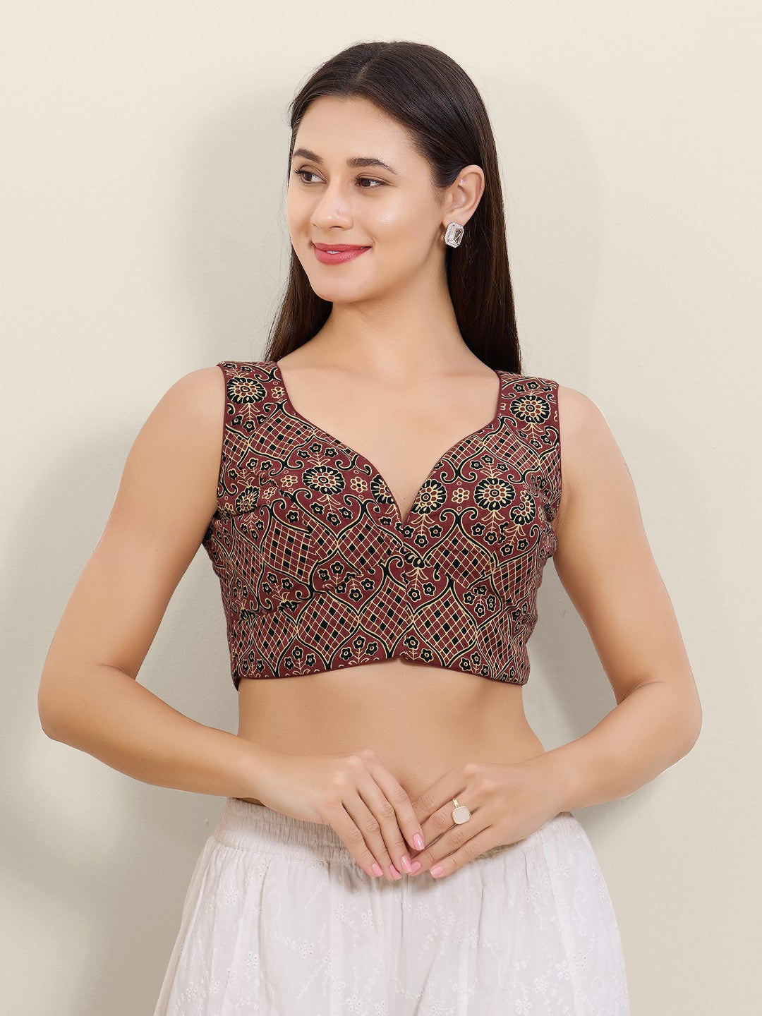 Cotton High Neck Blouse