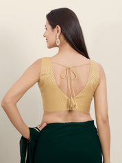Vamas Gold Brocade Sleeveless Festive Blouse