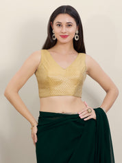 Vamas Gold Brocade Sleeveless Festive Blouse