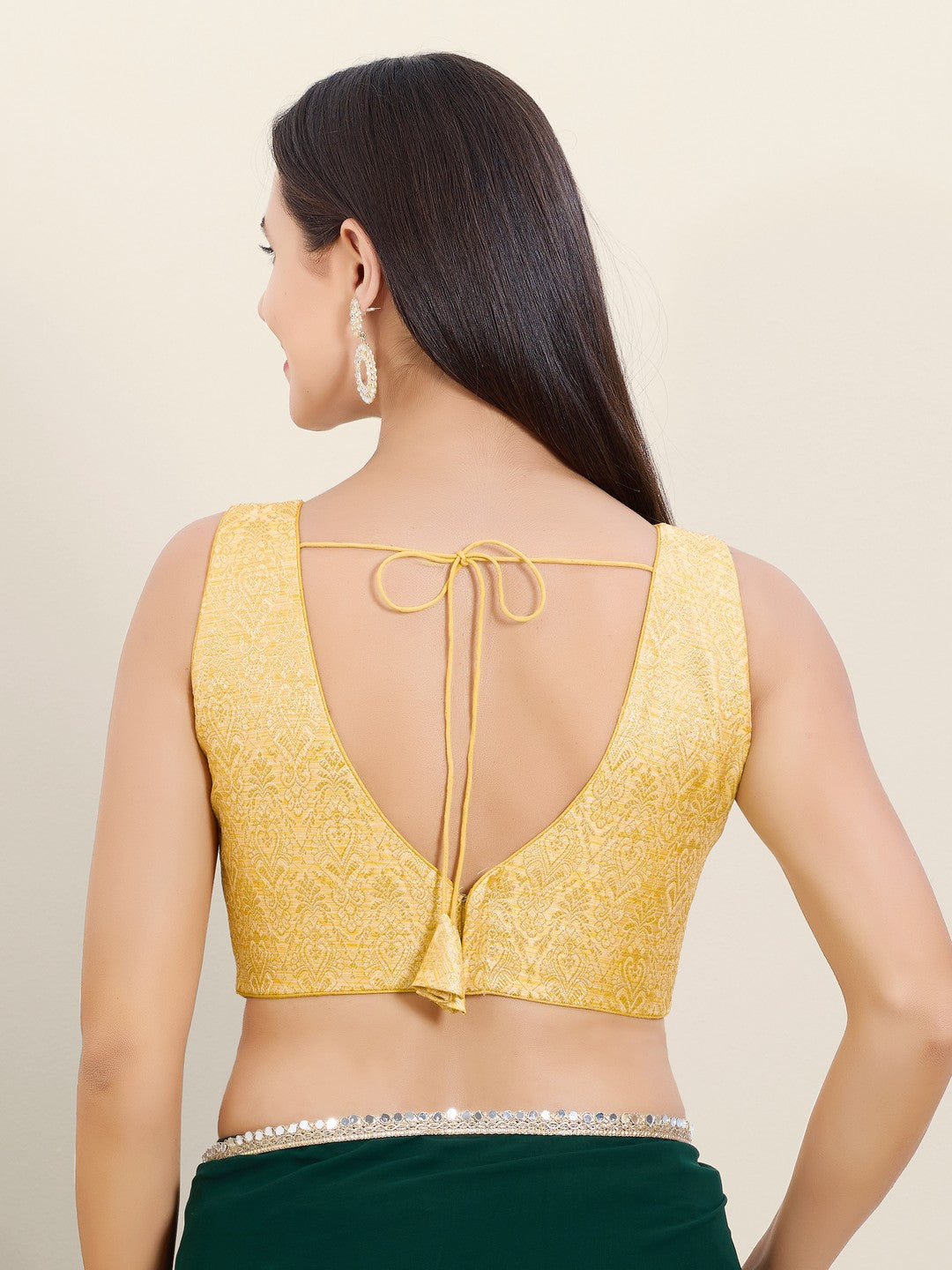 Vamas Gold Brocade Sleeveless Festive Blouse