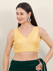 Vamas Gold Brocade Sleeveless Festive Blouse