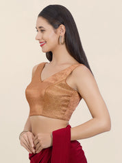 Vamas Gold Brocade Sleeveless Festive Blouse
