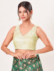 Vamas Gold Brocade Sleeveless Festive Blouse
