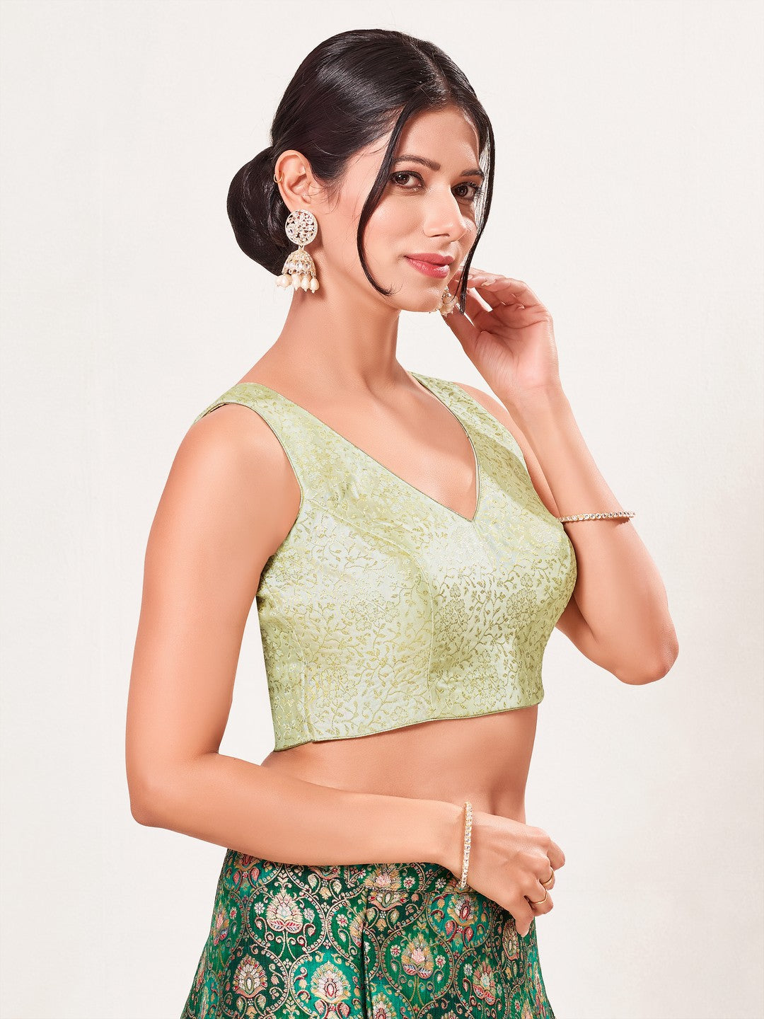 Vamas Gold Brocade Sleeveless Festive Blouse