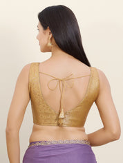 Vamas Gold Brocade Sleeveless Festive Blouse