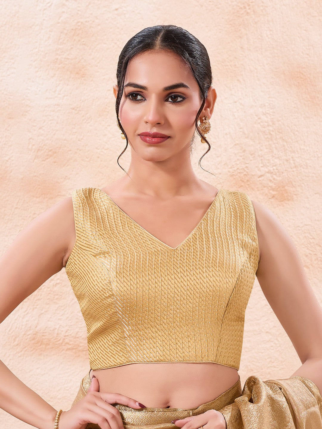 Brocade Pleated Festive Blouse