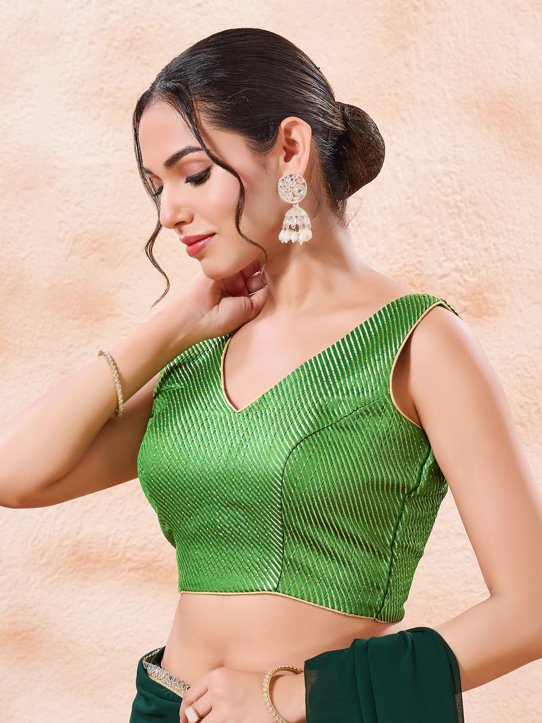 Brocade Pleated Festive Blouse