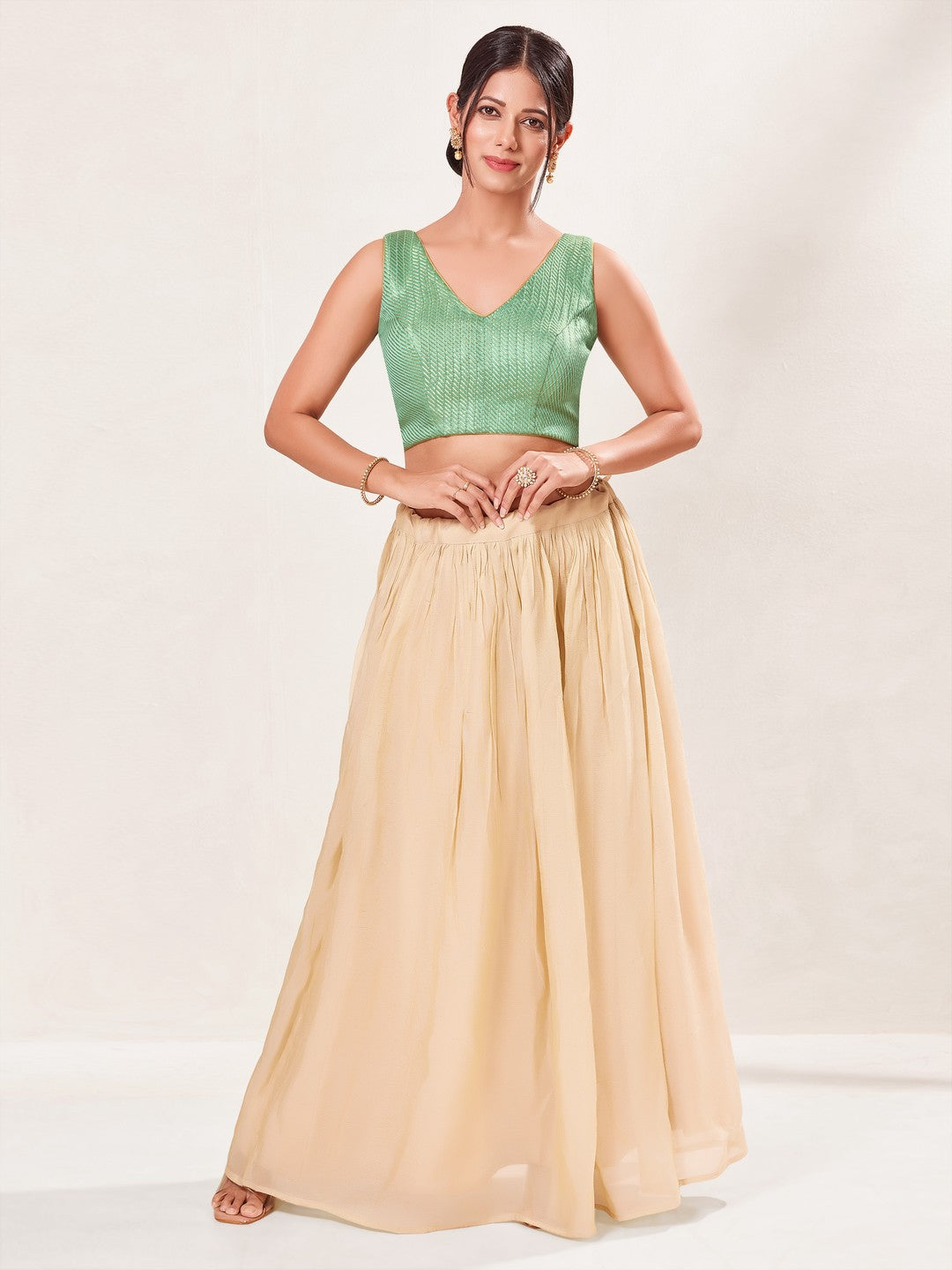 Brocade Pleated Festive Blouse