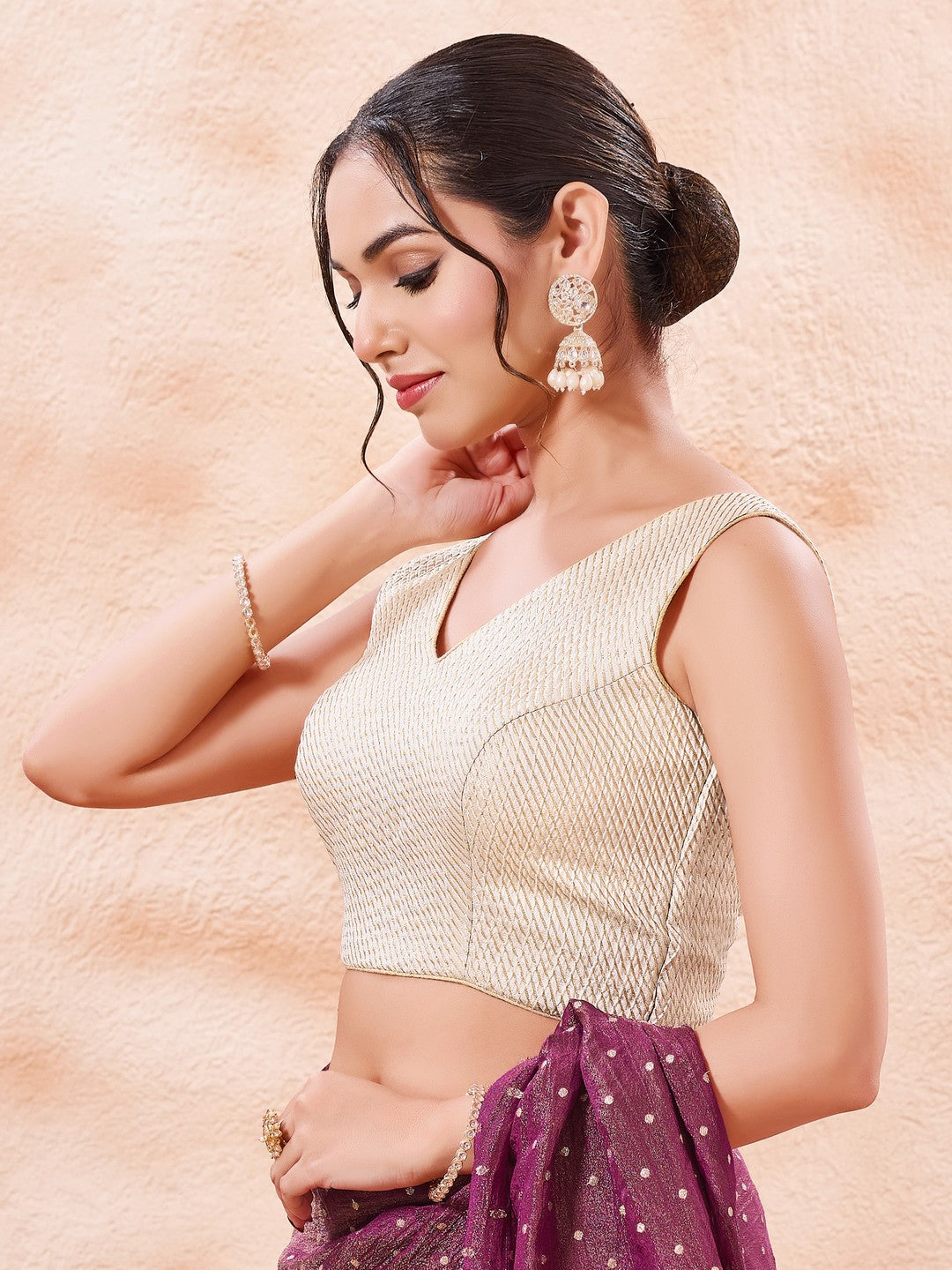Brocade Pleated Festive Blouse
