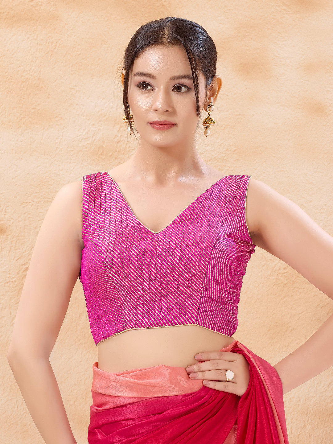 Brocade Pleated Festive Blouse