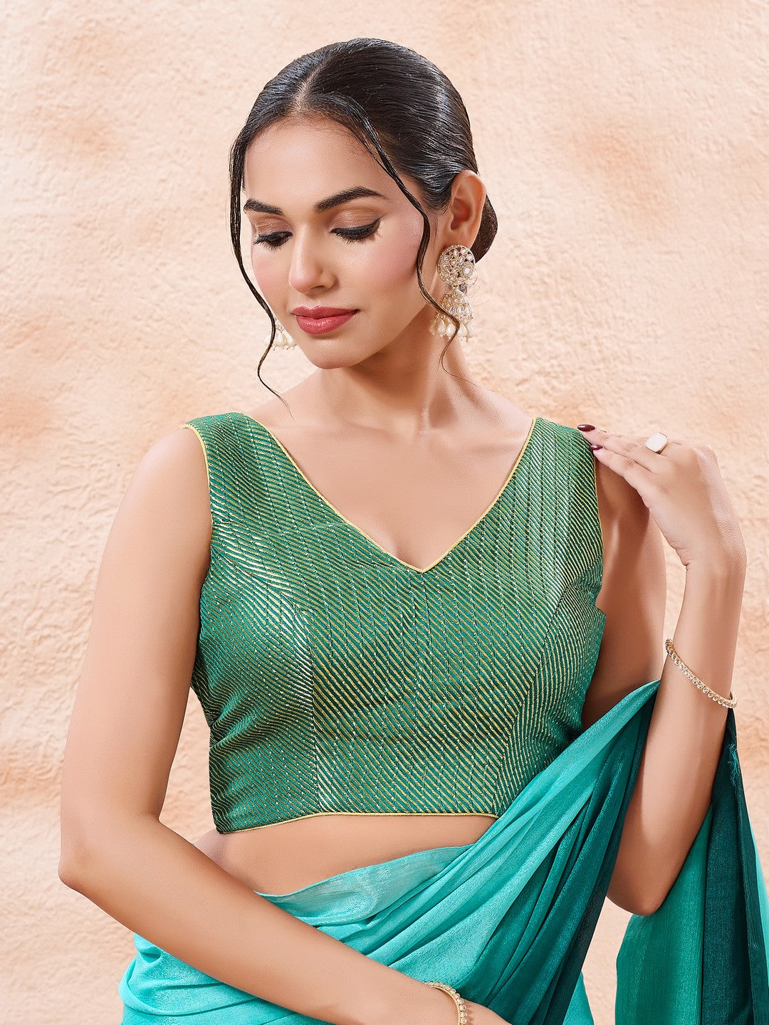 Brocade Pleated Festive Blouse