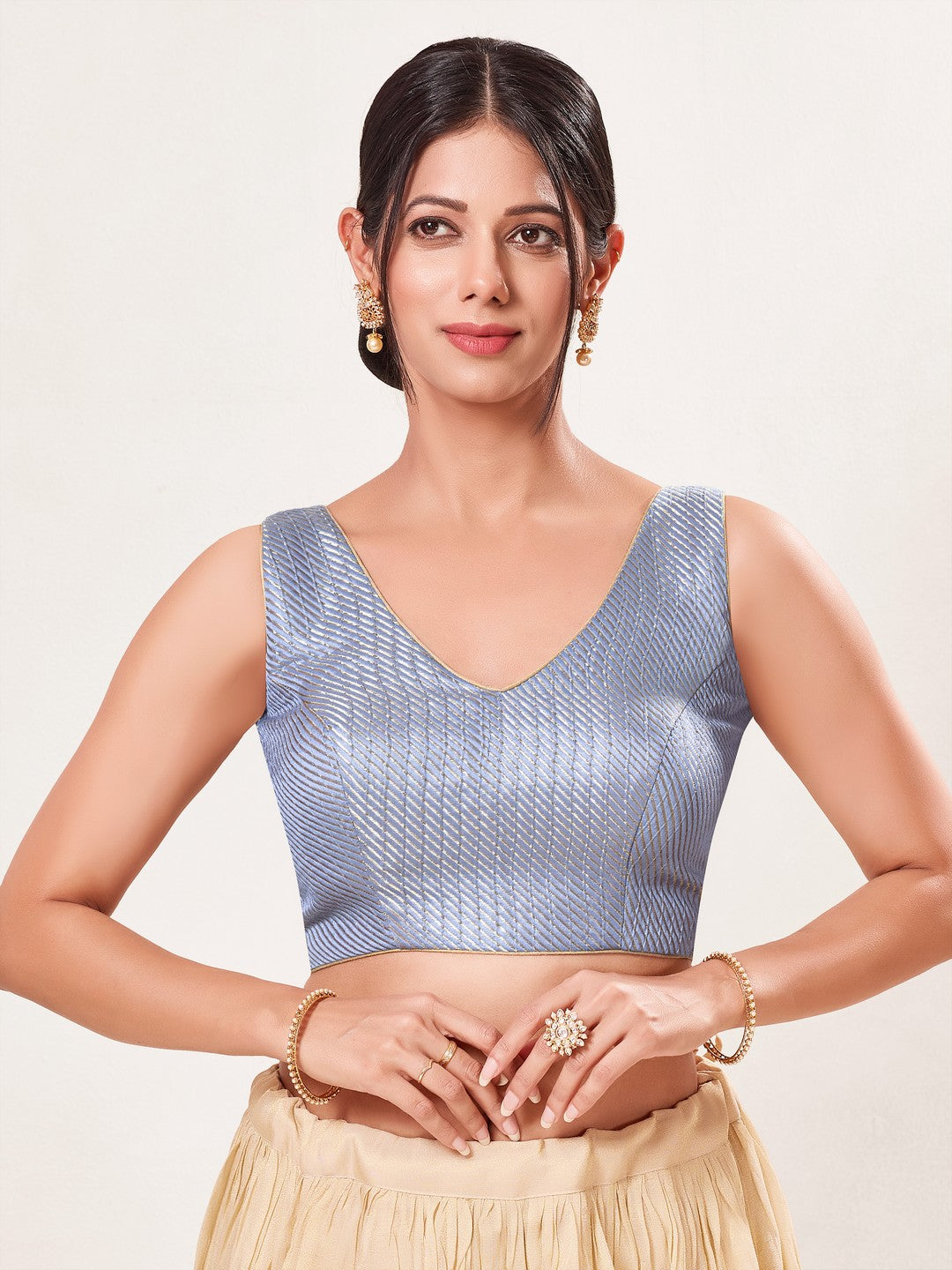 Brocade Pleated Festive Blouse