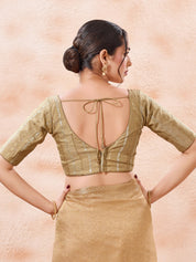 Stripe Brocade V Neck Blouse