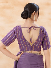 Stripe Brocade V Neck Blouse