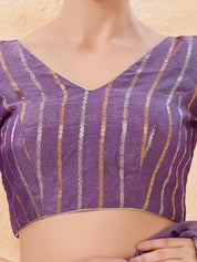 Stripe Brocade V Neck Blouse