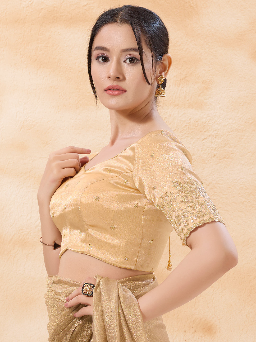 Zari Embroidered Sleeves Festive Blouse