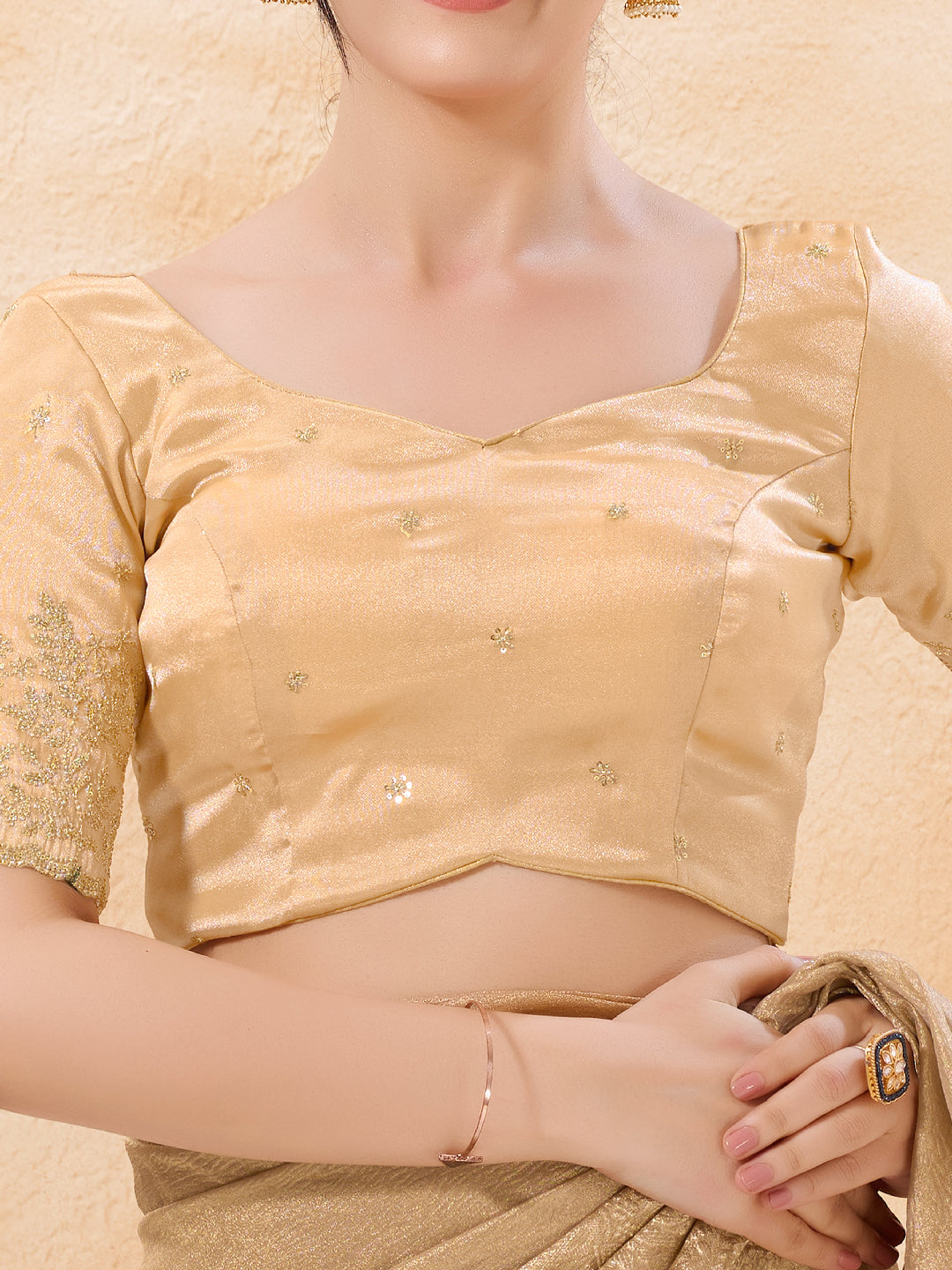 Zari Embroidered Sleeves Festive Blouse