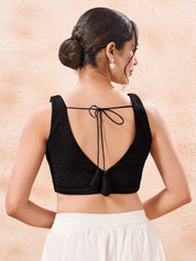 Cotton Threadwork V Neck Blouse