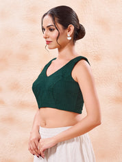 Cotton Threadwork V Neck Blouse