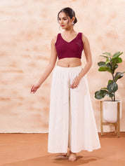 Cotton Threadwork V Neck Blouse
