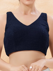 Cotton Threadwork V Neck Blouse