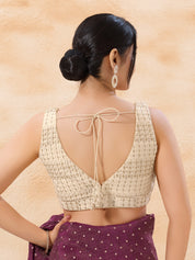 Cotton Zari Threadwork V Neck Blouse