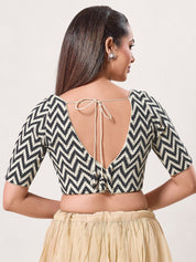 Zigzag Crocheo Elbow Sleeves Blouse