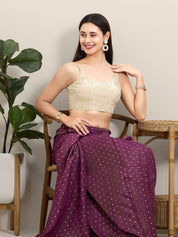 Sleeveless Tissue Butti Round Neck Blouse