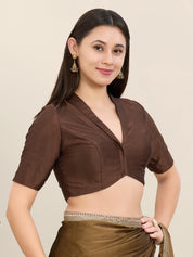 Tafeta Silk Lapel Collar Blouse