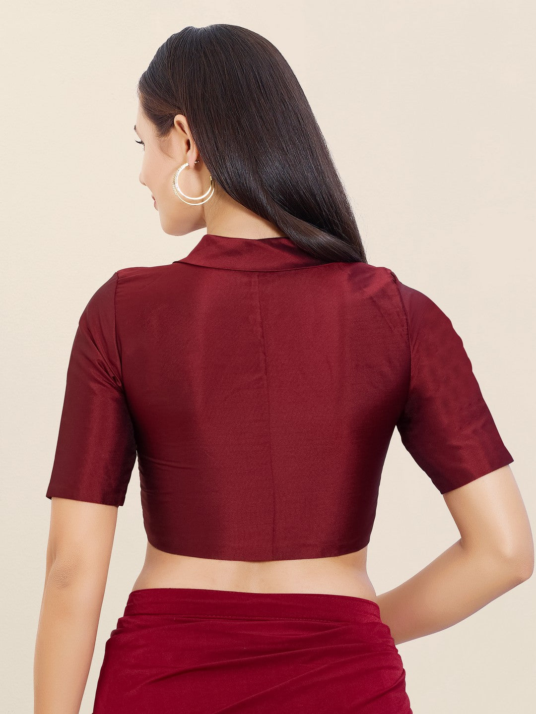 Tafeta Silk Lapel Collar Blouse