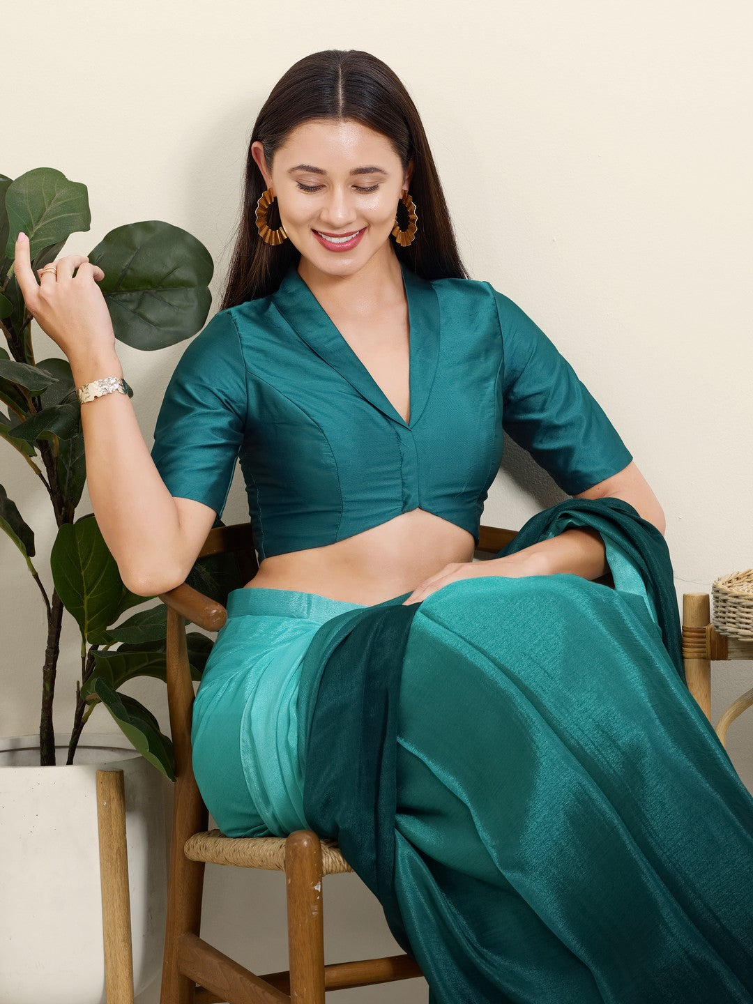 Tafeta Silk Lapel Collar Blouse