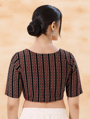 Cotton Stripe High Neck Blouse
