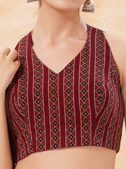 Stripe Cotton Halter Neck Blouse