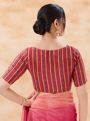 Vamas Stripe Printed High Neck Blouse