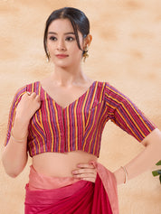 Vamas Stripe Printed High Neck Blouse