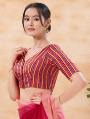 Vamas Stripe Printed High Neck Blouse