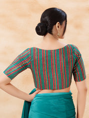 Vamas Stripe Printed High Neck Blouse