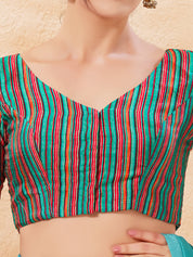 Vamas Stripe Printed High Neck Blouse