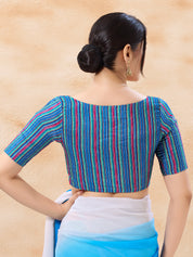 Vamas Stripe Printed High Neck Blouse