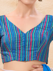 Vamas Stripe Printed High Neck Blouse