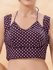 Vamas Dual Neck Polka Dots Cotton Sleeveless Blouse