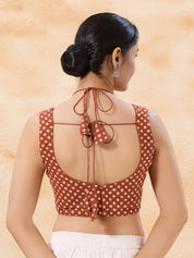 Vamas Dual Neck Polka Dots Cotton Sleeveless Blouse