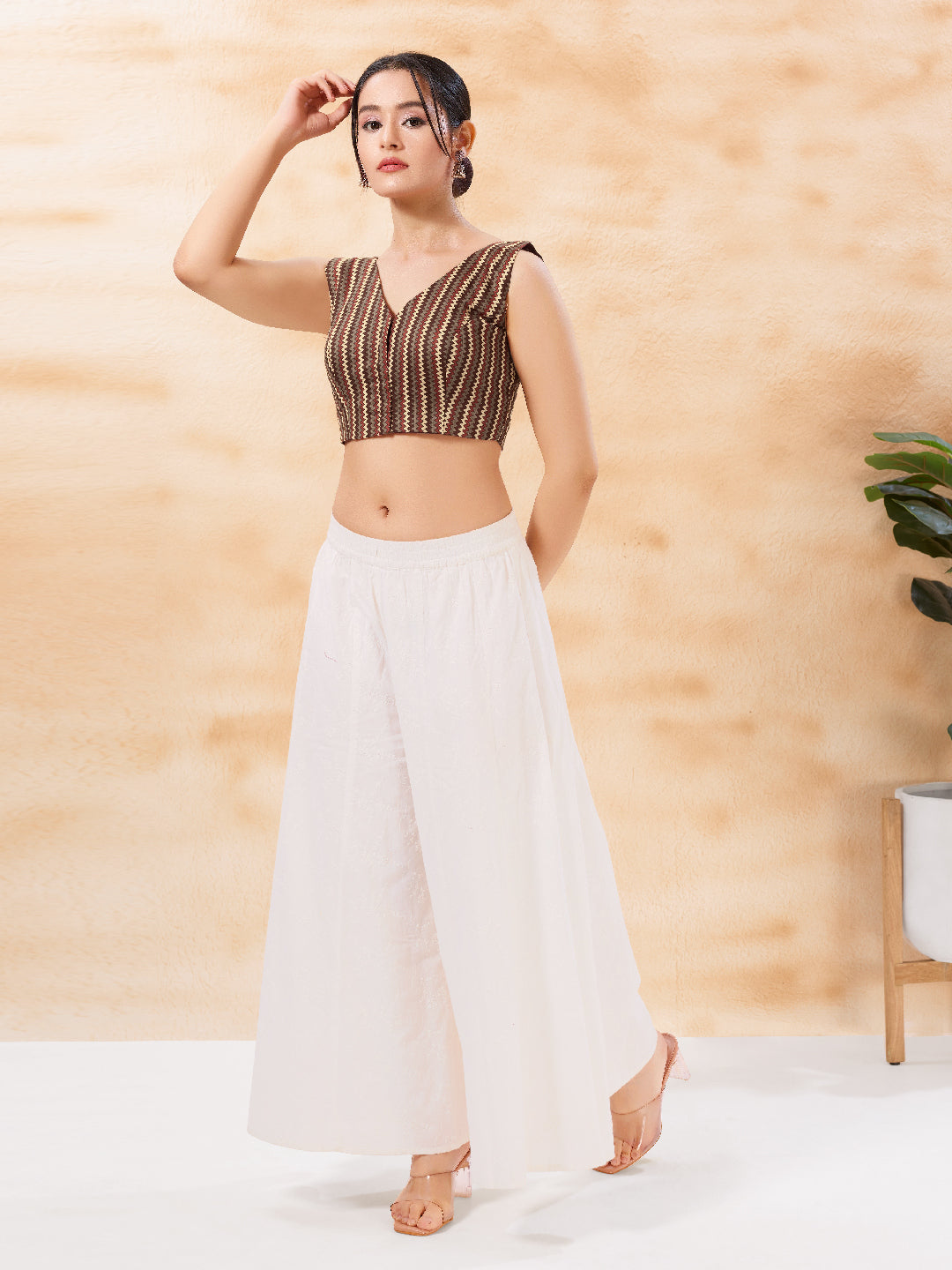 Vamas Pure Cotton Sleeveless High Neck Blouse