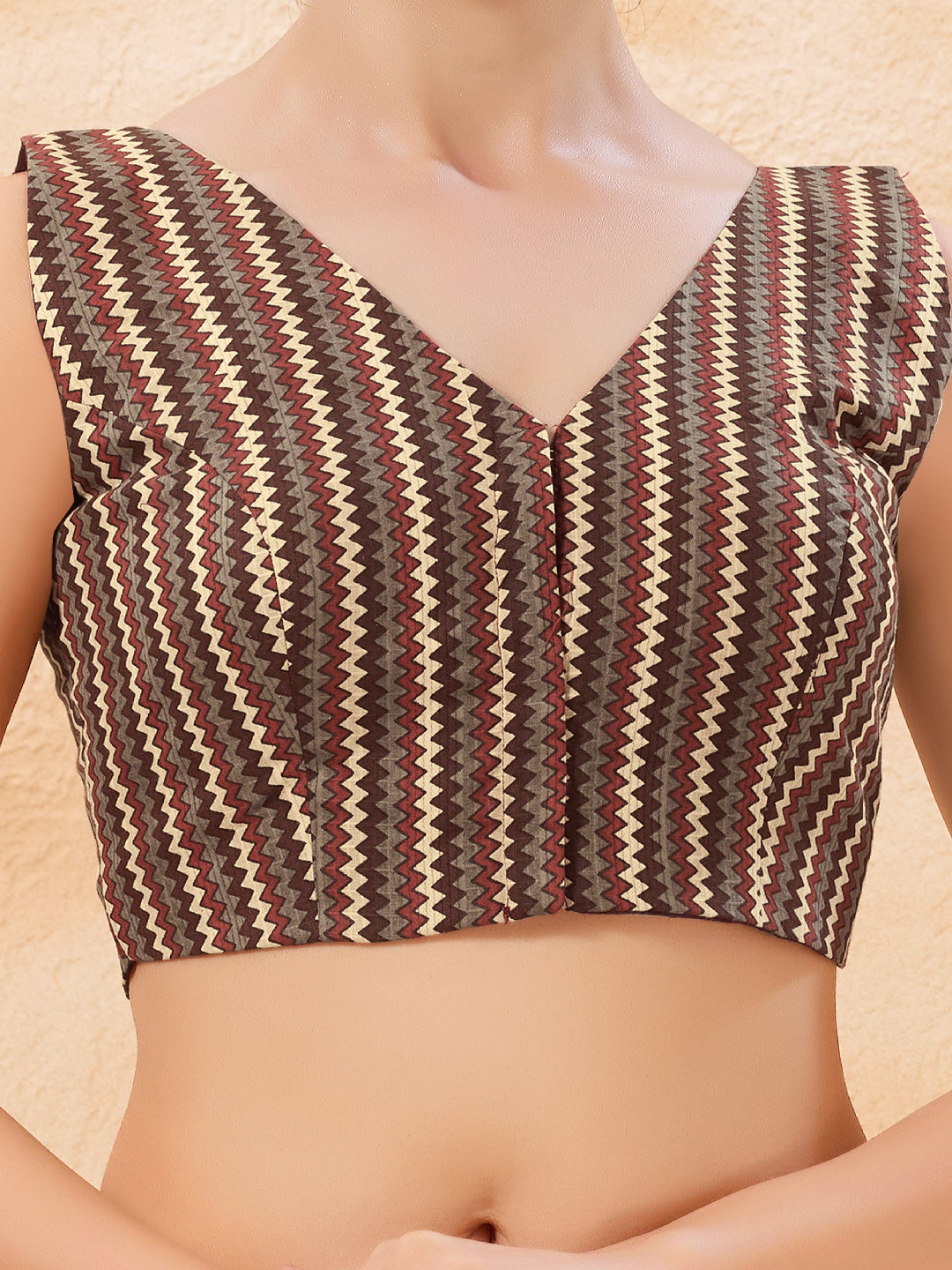 Vamas Pure Cotton Sleeveless High Neck Blouse